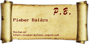 Pieber Balázs névjegykártya